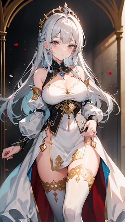 1womanl,35 year old,plumw,extremely large chest, only,(Background with:,A desert,sand dune,) She wears long silver hair,fool's head,Standing in the desert,,seen from the front, slickedback hair, almost cloudy sky,(((Masterpiece artwork),(very detailed CG Unity 8k wallpaper),best qualityer,cinematic lighting,detailed back ground,beautiful detailed eyes,shiny pupils,blue colored eyes,Pele branca como a neve,Redlip(Very fine and beautiful),(Beautiful and detailed description of the eyes),ultra detali,Masterpiece artwork,))facing the camera,A high resolution,ultra detali),Revealing breasts,Naked genitals, protuberance,legs are open,Raised sexy,camel fingers,Ruddy complexion,Desire for dissatisfaction,facade,Arabic style(dressing:veils,Hijab sacanagem,bridal gown,Gold thread embroidery)