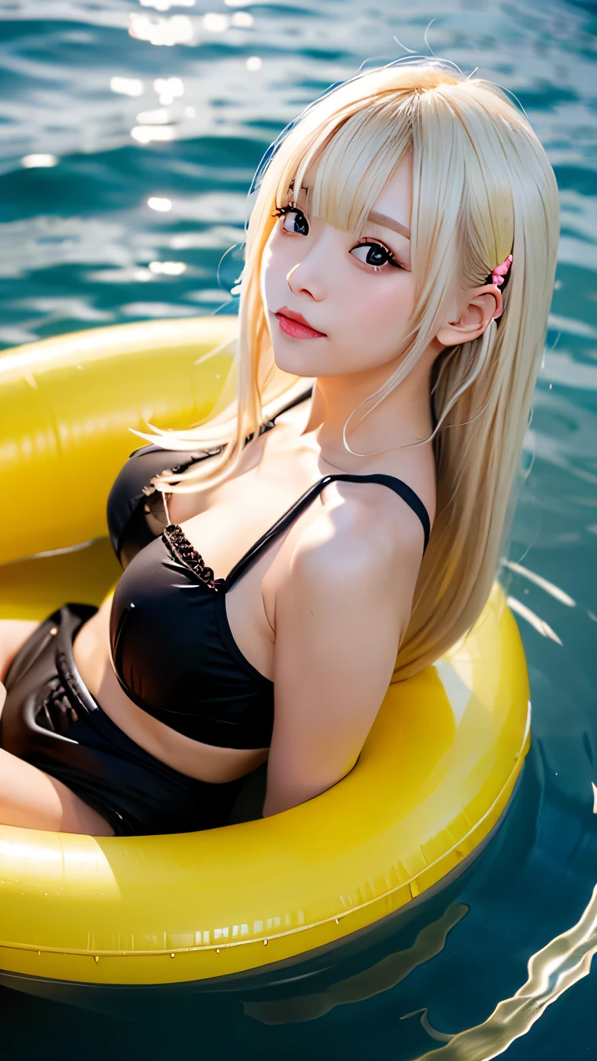 (best quality, masterpiece:1.3), an extremely detailed and beautiful CG,4K((absurdres)),((wet skin, sweat)),
solo focus,an extremely delicate and beautiful girl,adult,blonde hair,red eyes,large breasts,glossy skin, thigh gap, 
tongue out,embarrassed face,from normal,pussy juice, cum on body,ass focus,looking back,seductive,orgasm,after masturbation,
black string bikini,neck ribbon,thigh strap,swimming pool,
<lora:koreanDollLikeness_v15:0.5> <lora:japaneseDollLikeness_v10:0.3>