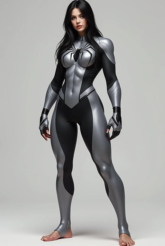 4K,realisticlying,Glamorous,charming,The very detailed,There a girl in Dingcheng,Wearing a black Spider-Man costume(Spider-Man Venom Black Suit),(Black and white:1.4) the night,symbiote,venomize,poison,a large amount of mucus,she a spiderman,she a spider gwen ,Black superhero theme,In front of the sky,Flushed complexion,( Open legs, camel-toe,, Vulvar shape:1.3),(GGCameltoe:1.3)Legs apart,25 years old,full bodyesbian,Full body female love