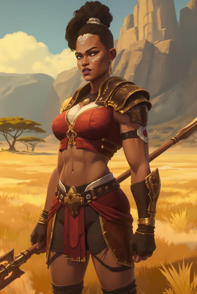 Namaari,black hair,brown eyes,
tassle,armlet,bare shoulders,gloves,white top,belt,collarbone,midriff,
cleavage,standing,leaning forward,serious,from below,
asian temple,mountains,clouds,
(insanely detailed, beautiful detailed face, masterpiece, best quality) cinematic lighting,