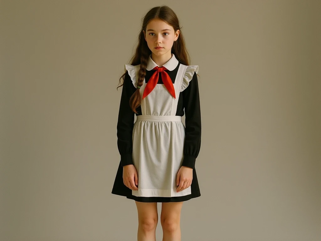 Female child with indigenous features and long, dark hair wearing a white long-sleeved cropped blouse with silver details. Voluminous white skirt and suspenders. White sneakers with high socks. with headphones from ear. Futuristic and gamer style. With accessories reminiscent of the futuristic era with cables and metal plates
Full body art 