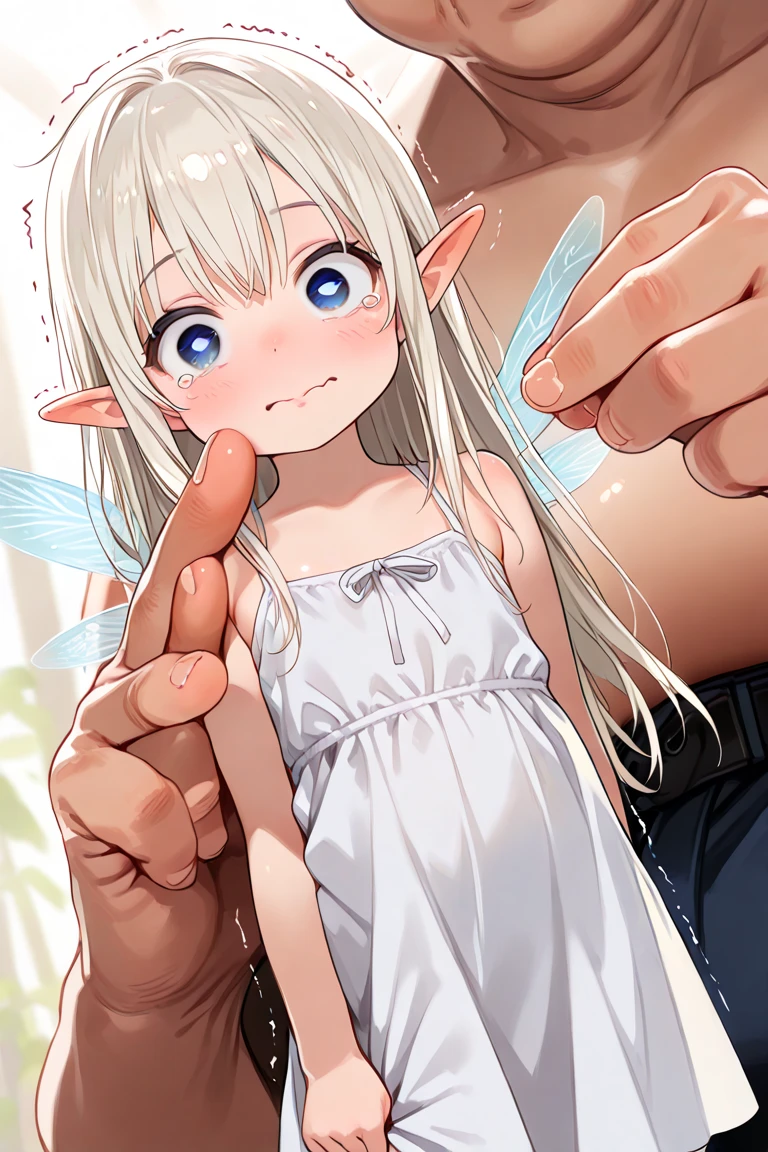 score_9, source_anime, 1girl, minigirl, small fairy, blonde hair, blue eyes, nude, sagging breasts, veiny penis, precum, blush, worried, <lora:Cool_Rance_XL:0.87>