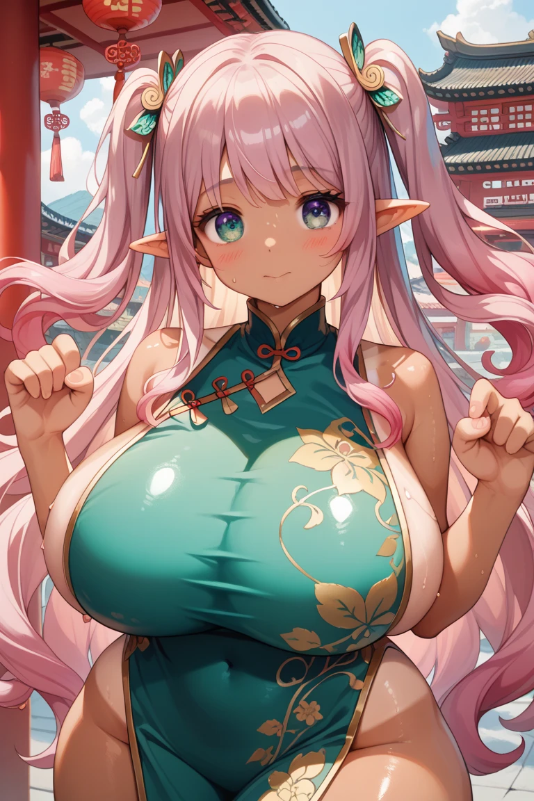 (best quality, 8K, high resolution, masterpiece:1.2), Digital Artwork, A girl, Delicate face, Exquisite eyes, Pink Hair, Long and straight hair, Glowing purple eyes, red lips, Suspenders, Fantasy Landscape, Vibrant colors, Soft Light, Whimsical atmosphere, Blooming flowers, floating long dress, fine details, Ethereal Background, Dreamy aura,、Huge breasts(10.0),Deep cleavage(10.0),Nipple protrusion(10.0),、Huge breasts(10.0),Deep cleavage(10.0),Nipple protrusion(10.0)Elf ears 、Huge breasts(10.0),Deep cleavage(10.0),Nipple protrusion(10.0)Exposing nipples(10.0)Exposing nipples(10.0)Exposing nipples(10.0)Exposing nipples(10.0)Exposing nipples(10.0),red dressred dressred dressred dressred dress(best quality, 8K, high resolution, masterpiece:1.2), (best quality, 8K, high resolution, masterpiece:1.2),(best quality, 8K, high resolution, masterpiece:1.2),(best quality, 8K, high resolution, masterpiece:1.2),(best quality, 8K, high resolution, masterpiece:1.2),(best quality, 8K, high resolution, masterpiece:1.2),