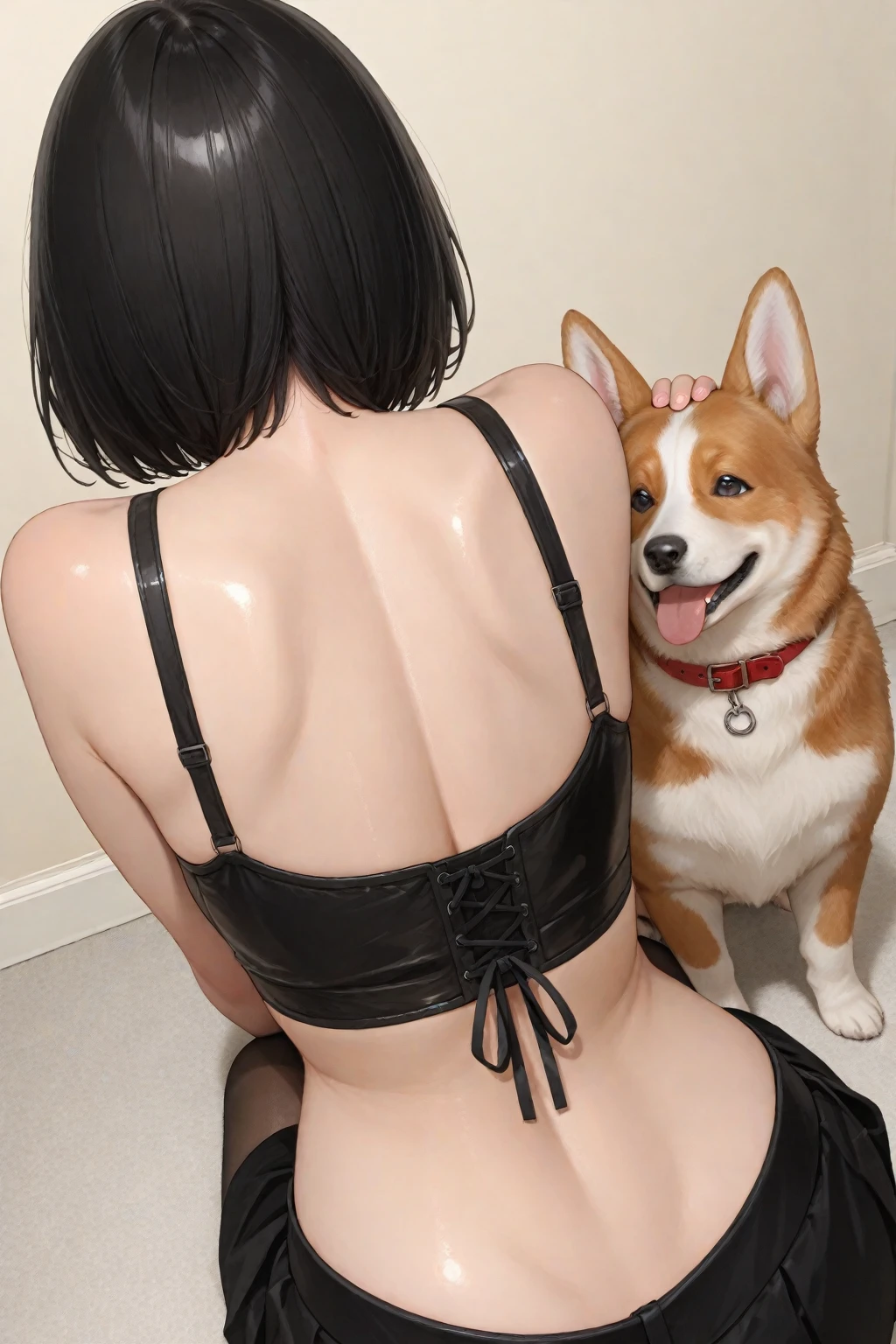 3d, score_9, score_8_up, uncensored, simple background, 3D Render Style,
1girl, kotegawa yui, black hair, nude, big breast, puffy nipples, on all fours, handjob, licking, (from behind position:1.4), (doggystyle:1.4), sex, (2dogs:1.3), (dog penis:1.2), (surrounded by penises), (fucking:1.6), (large penis), (cum projectile:1.3), half closed eyes, steam, open mouth, big mouth, uvula saliva, tongue out, cum on mouth, tongue out, cum in nose, simple background,