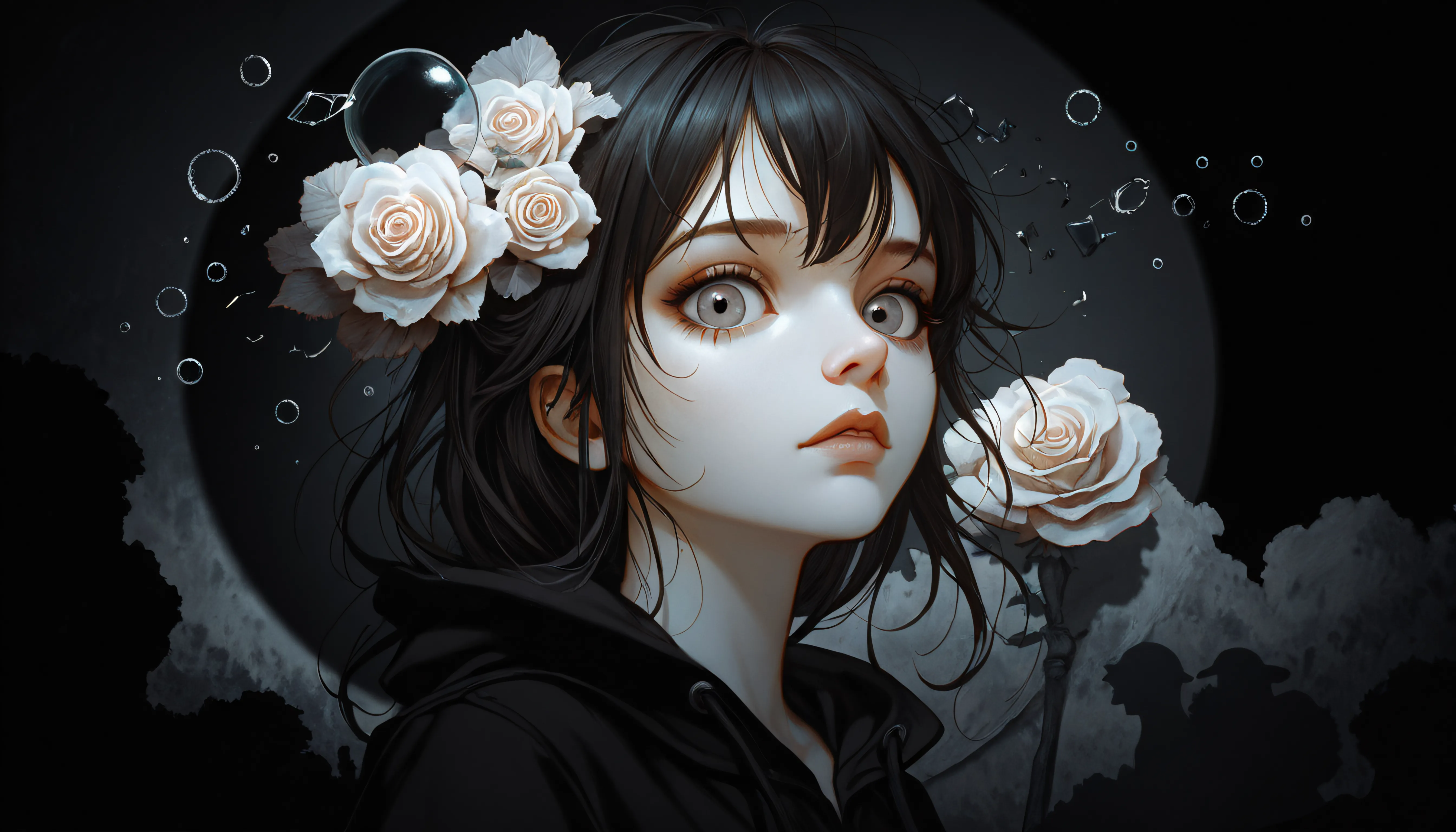 Convert yourself into a dark theme, moody black almost horror like theme.