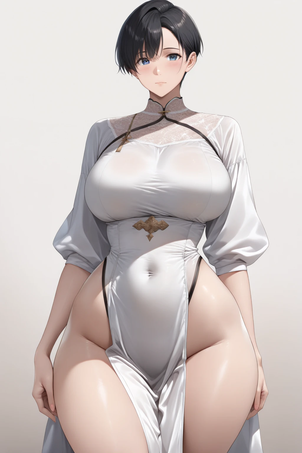 score_9, score_8_up, score_7_up, score_6_up, score_5_up, black background,
BREAK
source_anime, rating_explicit, Expressiveh,
BREAK
1girl, miss doublefinger, brown hair, short hair, red eyes, huge breasts, happy, closed mouth, spoken heart,
china dress, cleavage, elbow gloves, black thighhighs, garter belt, garter straps, thong, pelvic curtain, white footwear,
tall, leggy, glistened skin, oiled skin, shiny skin, heavy breathing, wide hips, tight waist, thick thighs,
pussy juice,