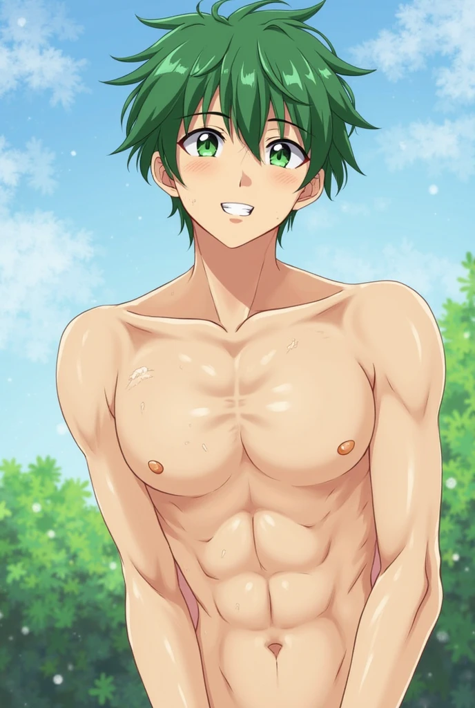1hombre, Makoto Tachibana, Free!, toalla, desnudo, bulto, musculoso, torso desnudo, recostado, mojado, cama, sensual, sudor, sonrisa, rubor, sexi, detallado, full color, (obra maestra), (detallado), (gran calidad), (High Definition).