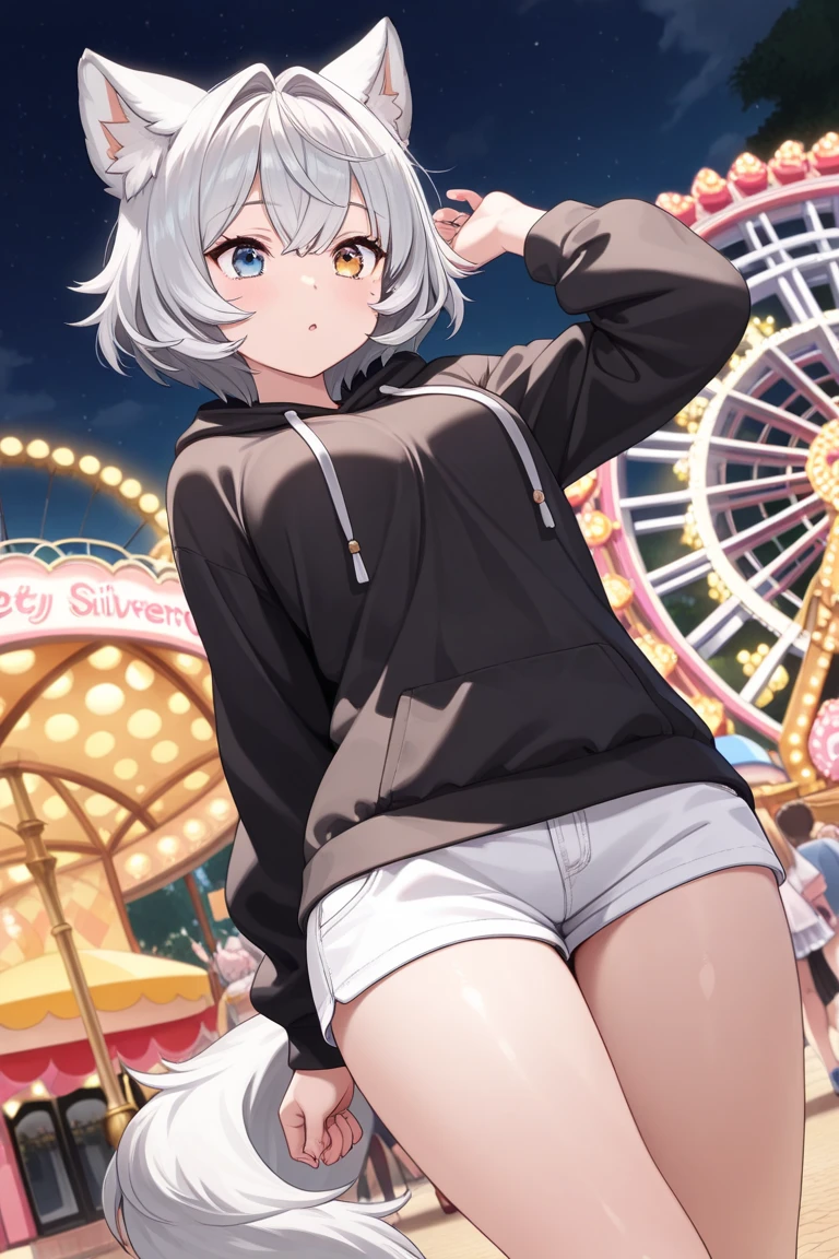 work of art, best qualityer, high resolution, iono1, 1 girl, medium hair, White hair, black leagwear, purples eyes, hat, black umbrella, hair ornament, long sleeves, cowboy shot, (holding poke_bal), poke bal \(basic\),