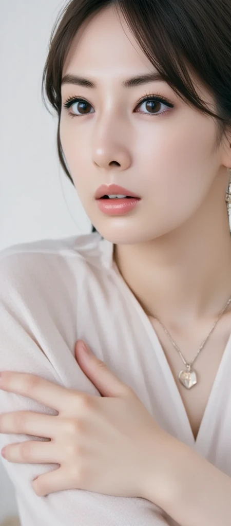 ((best quality, 8K, masterpiece :1.3)), very detailed, facing the camera head, intricately detailed, realistic, sharp features, very detailed, sharp focus, perfect face, perfectly symmetrical, perfect eyes, perfect lips, Flexible female form, cinematic, film light, very detailed, hyper realistic, masterpiece, atmosphere, high resolution, vibrant, dynamic studio lighting, NSFW, ((dark background)), sexy face, Facial expression when receiving joy, straight bangs, big bust, exposed cleavage, blue eyes, red sweater, bare shoulders, look at the viewer, atmosphere perspective, volumetric lighting, clear focus, absurd solution, realistic 비율, good anatomy, (realistic,Hyper-realistic:1.37), 16k HD, information, ((full shot)).