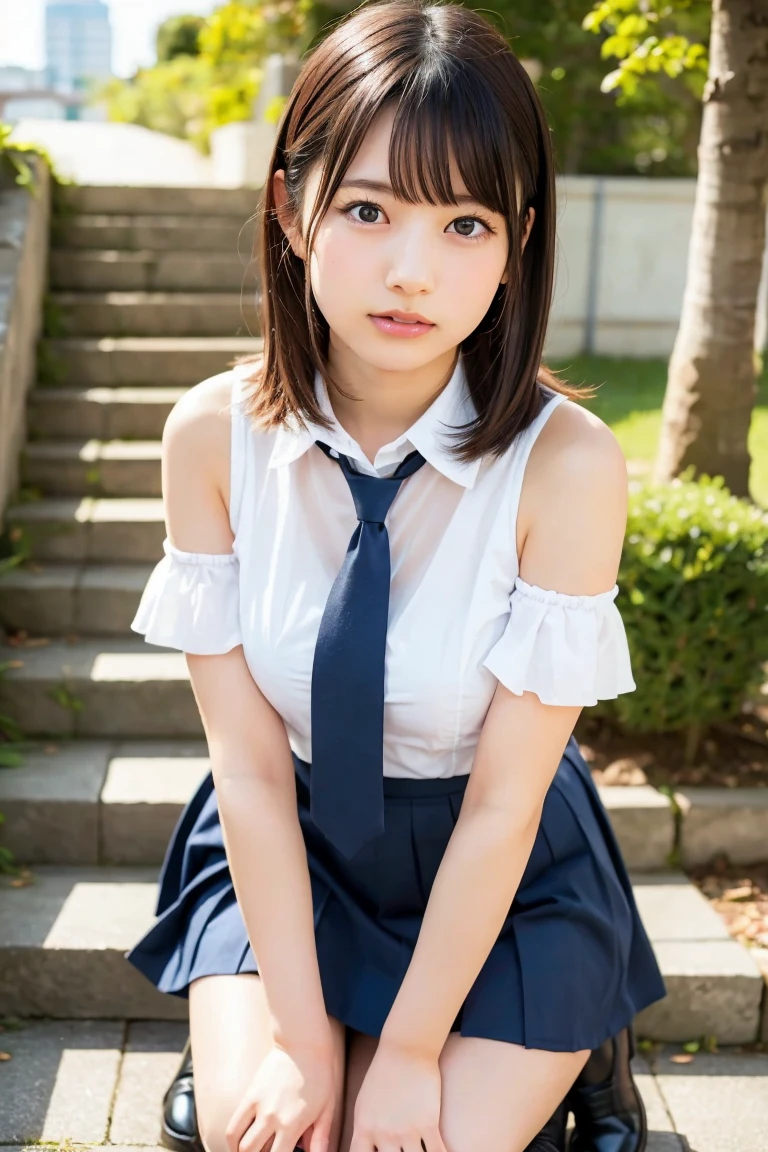 (masterpiece, best quality, perfect hands, perfect fingers, parfect face, high resolution, ultra detail, 16k), japanese girl, (10 yo:1.8), (boyish:1.8), very short hair, (clothing:1.8), maid, black tie, frill hem, white frill apron, black long skirt, maid headdress, cowboy shot,