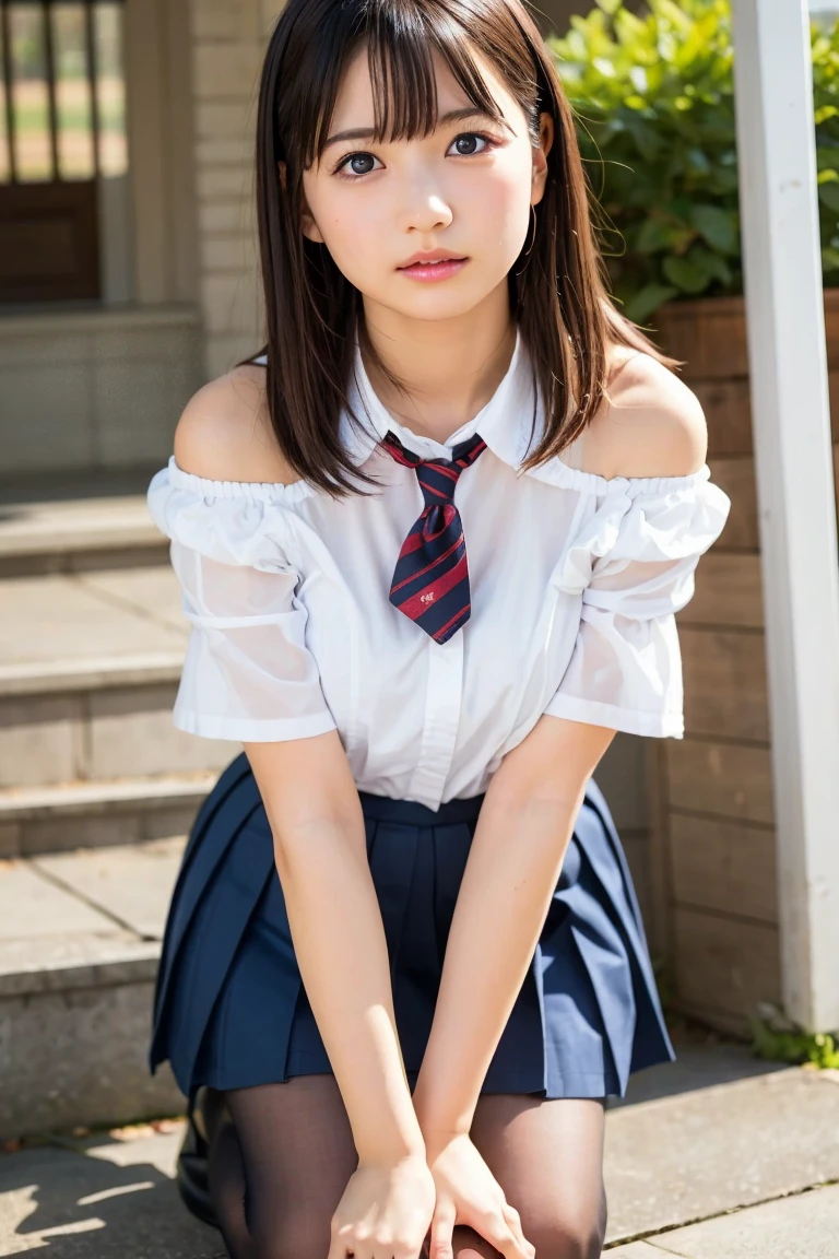 ((Breast enlargement)), (masterpiece, Highest quality:1.2), 8K, Young and beautiful girl, 85mm,Official AR RAW Photos, (Baby Face), ((Small face)), (((Super big breasts))), Detailed nipples, Show me your ears、photo shoot, Cute face, Thighs, Classroom after school, Looking at the audience, Embarrassing、smile、 makeup, Film Grain, chromatic aberration, Sharp focus, Face Light, Bright lighting, 10 generations, Detailed face, Background blur、((((((14 year old high school girl))))))、Narrow waist, ((Schoolgirl uniform, Pleated mini skirt)), (White tiny panties), Sit on the floor with your legs spread, (Looking up), Looking down from above, Close up of face and boobs, ((Stick your bottom out and open your mouth))