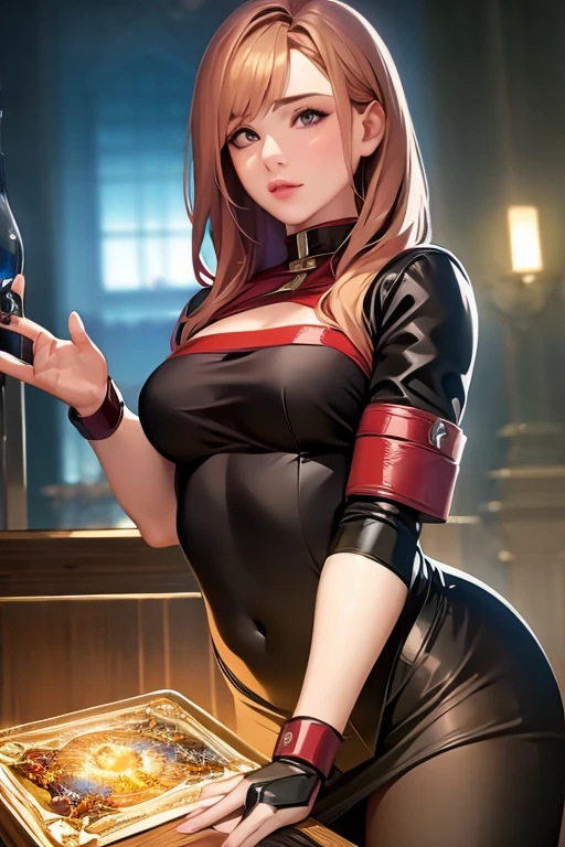 ((master piece)),best quality, (8k, best quality, masterpiece:1.2), girls, 21yo, red leather dress, bdsm, large breast