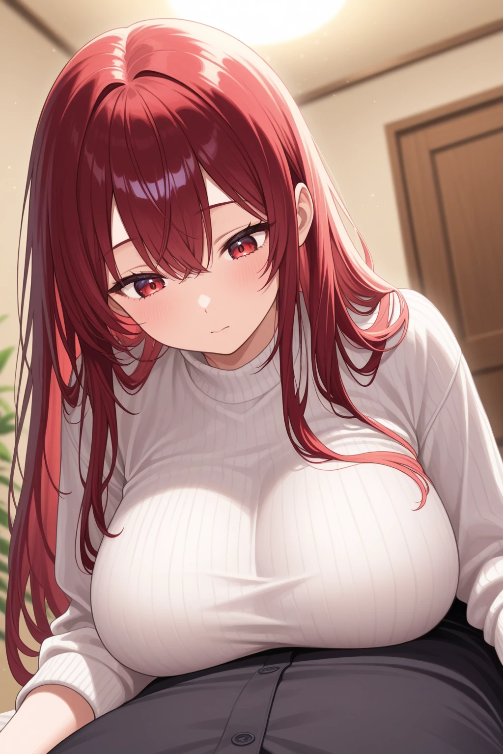 masterpiece,best qualtiy,anime,FellatioGesture,fellatio_gesture,1girl,blush,open_mouth,tongue_out,huge tits,upper body,POV