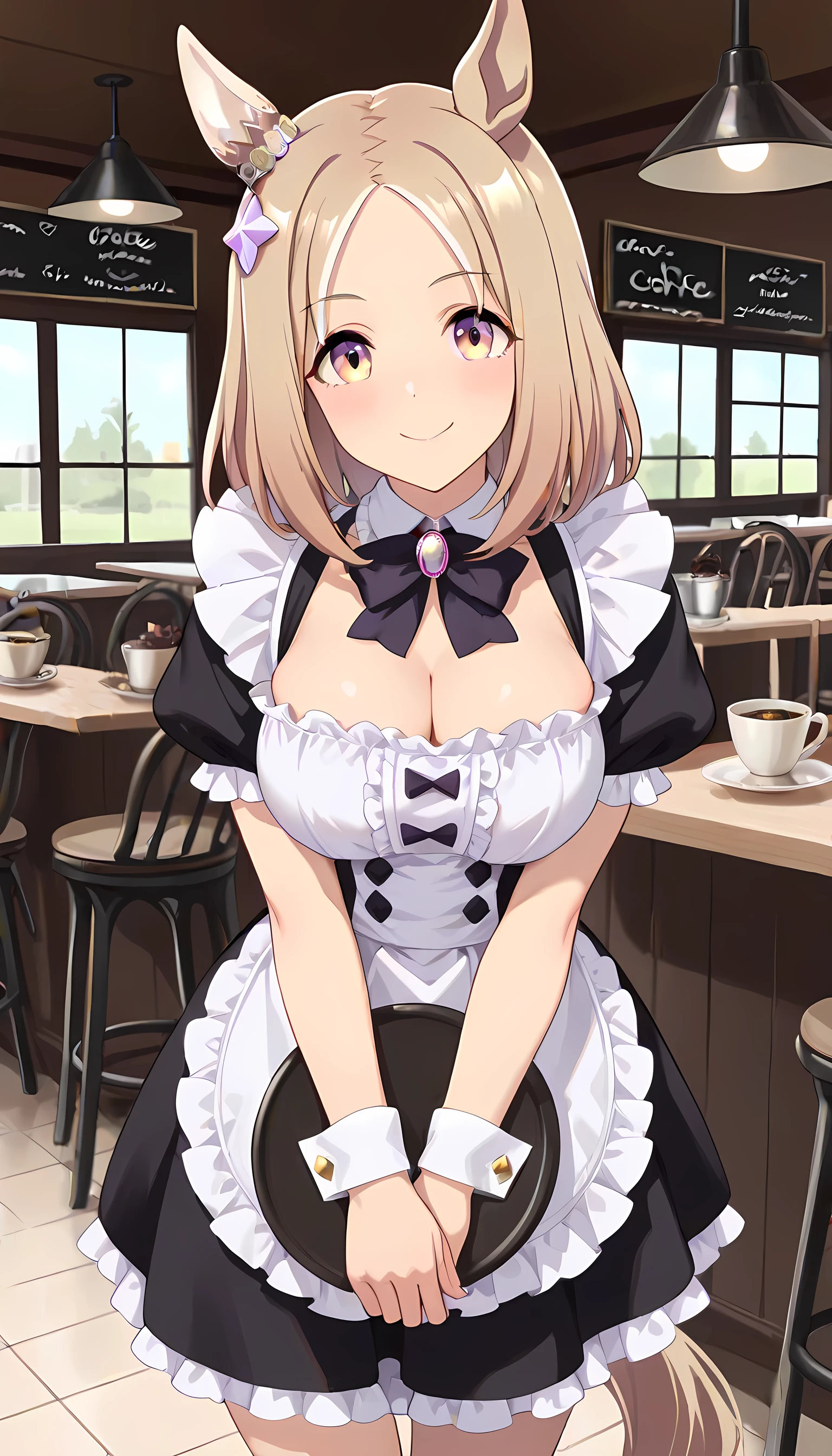 masterpiece, absurdres, best quality, ultra detailed, high Resolution, detailed illustration, bright colour, (extremely beautiful detailed face and eyes, Delicate beautiful face, 1 girl, cute face:1.3), (magenta eyes:1.1), sparkling eyes, big eyes, medium breasts, (perky breasts:1.1), (pointy breasts:1.1), medium hips, glamorous body, white skin, BREAK, long bob cut, (blonde hair:0.8), messy hair, detailed hair, shiny hair, BREAK (undressed, Dirndl:1.5), (cafe, SEX:1.3), perfect lighting, (embarrassed:1.5), (ecstasy, vulgarity:1.5), (trembling:0.8), waitress, 