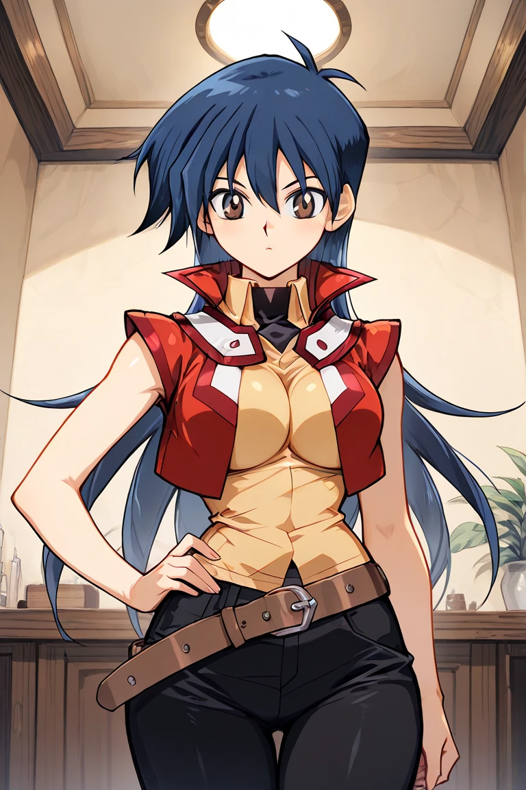 <lyco:HiroMashima:1.0>, 1girl, cowboy shot, looking at viewer, volumetric lighting
