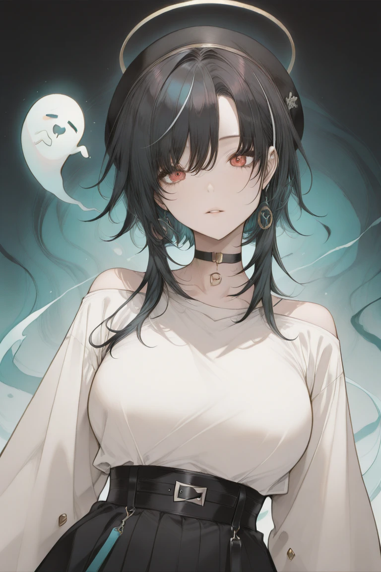 (((Hundreds of Ghosts at Night))), 8K,fair skin(((black-haired woman in the center)))