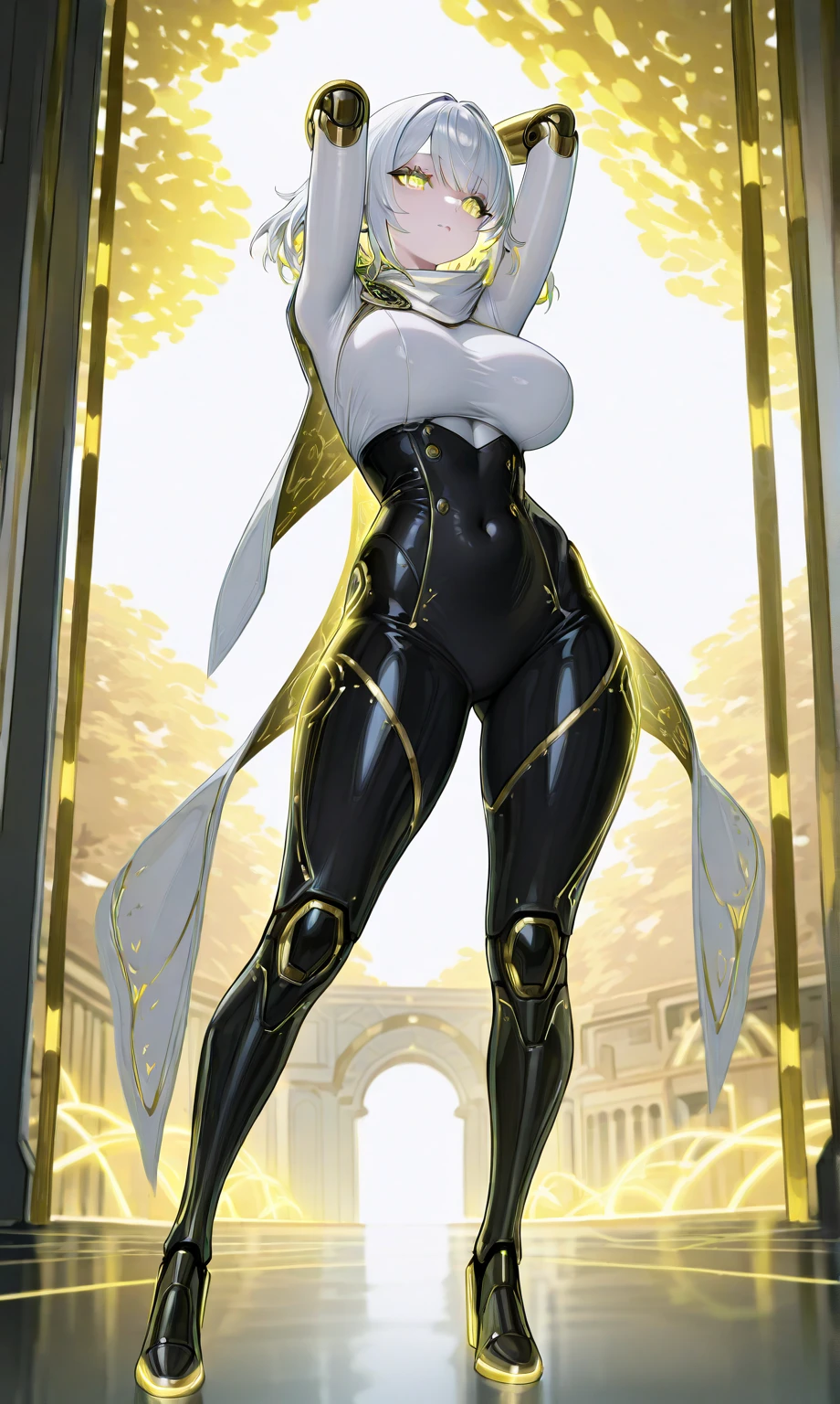 Portrait, Masterpiece, Excellent, 1girl, solo, complex details, color diffusion, close-up, dark-skinned female, tall female, brown skin, black skin, ebony, thighs, hips, athletic, brown hair, golden eyes, sexy attire, casual attire, badass, Princess, royalty, Sci-Fi, Fantasy