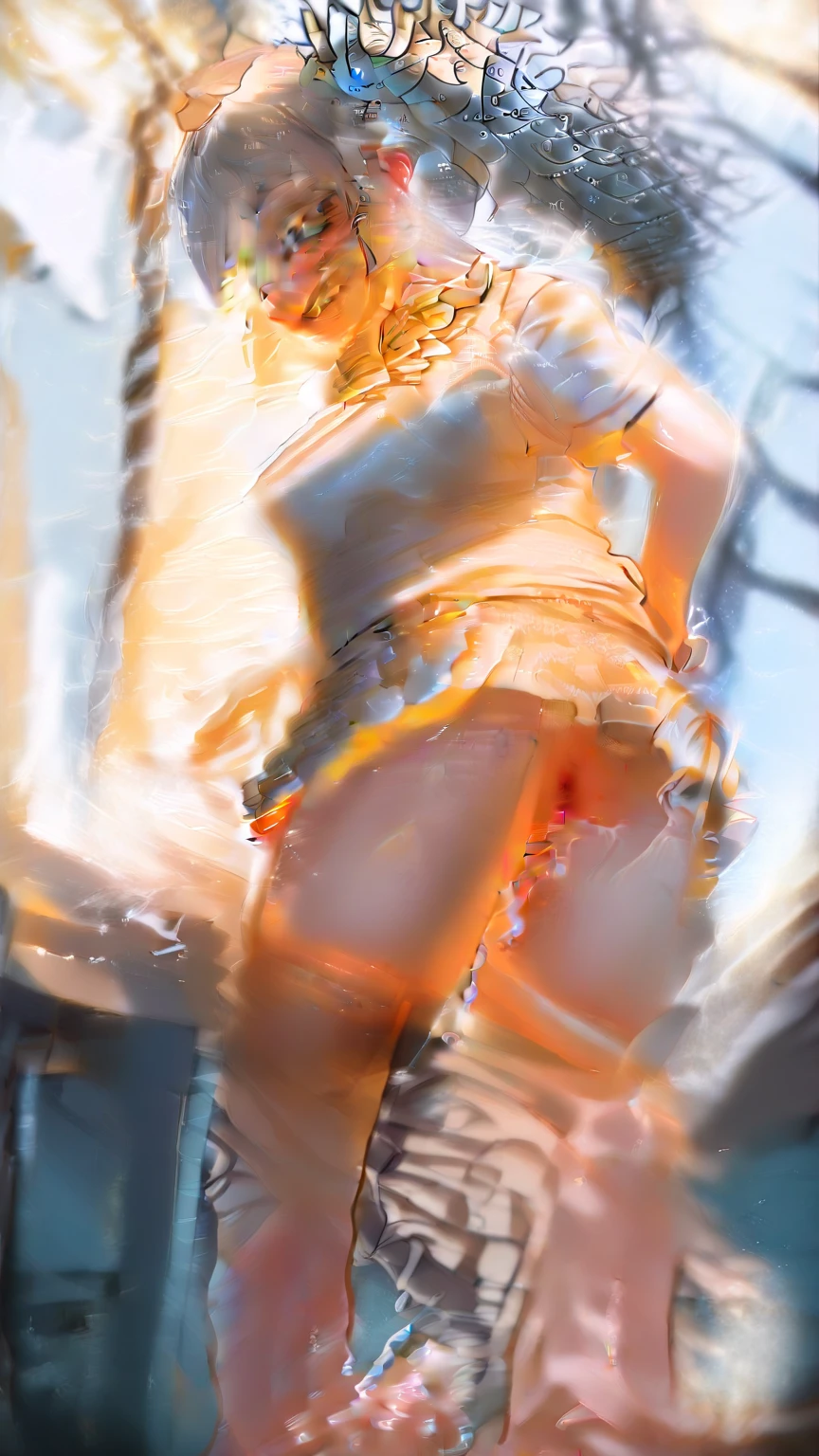 Naga,Nod,Completely white background,uniform,(((Pulling on skirt, Wind power increase))),((White panties)),Slender beauty、Straight Hair、Knee-length、high school girl、Summer clothes、Ultra mini skirt、pants、Panty shot、Please put your hands on your hips,((Small breasts))、(Highest quality、4K、8k、High resolution、masterpiece:1.2)、Very detailed、(Realistic:1.37)、Portraiture、Sharp focus、feminine、delicate、White skin、Subtle curves、Gentle expression、Soft lighting、Bright colors、Artistic atmosphere