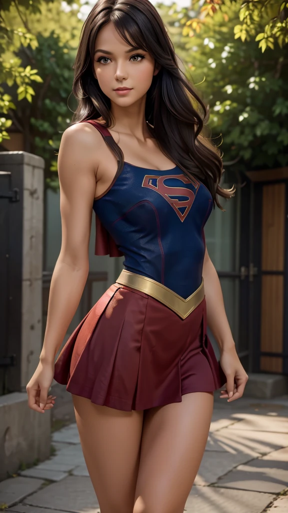 Create super girl model purple dress very cute miniskirt