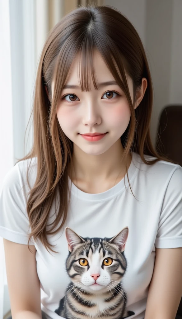 Loincloth、T-Shirts、1 girl、Bob Hair、Brown Hair、Medium breast、