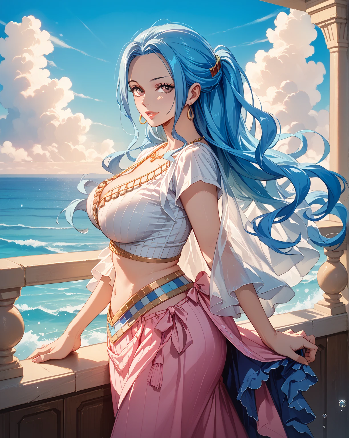 1 Girl, Smile, Close Up,From Below, Super Detail, Best Quality