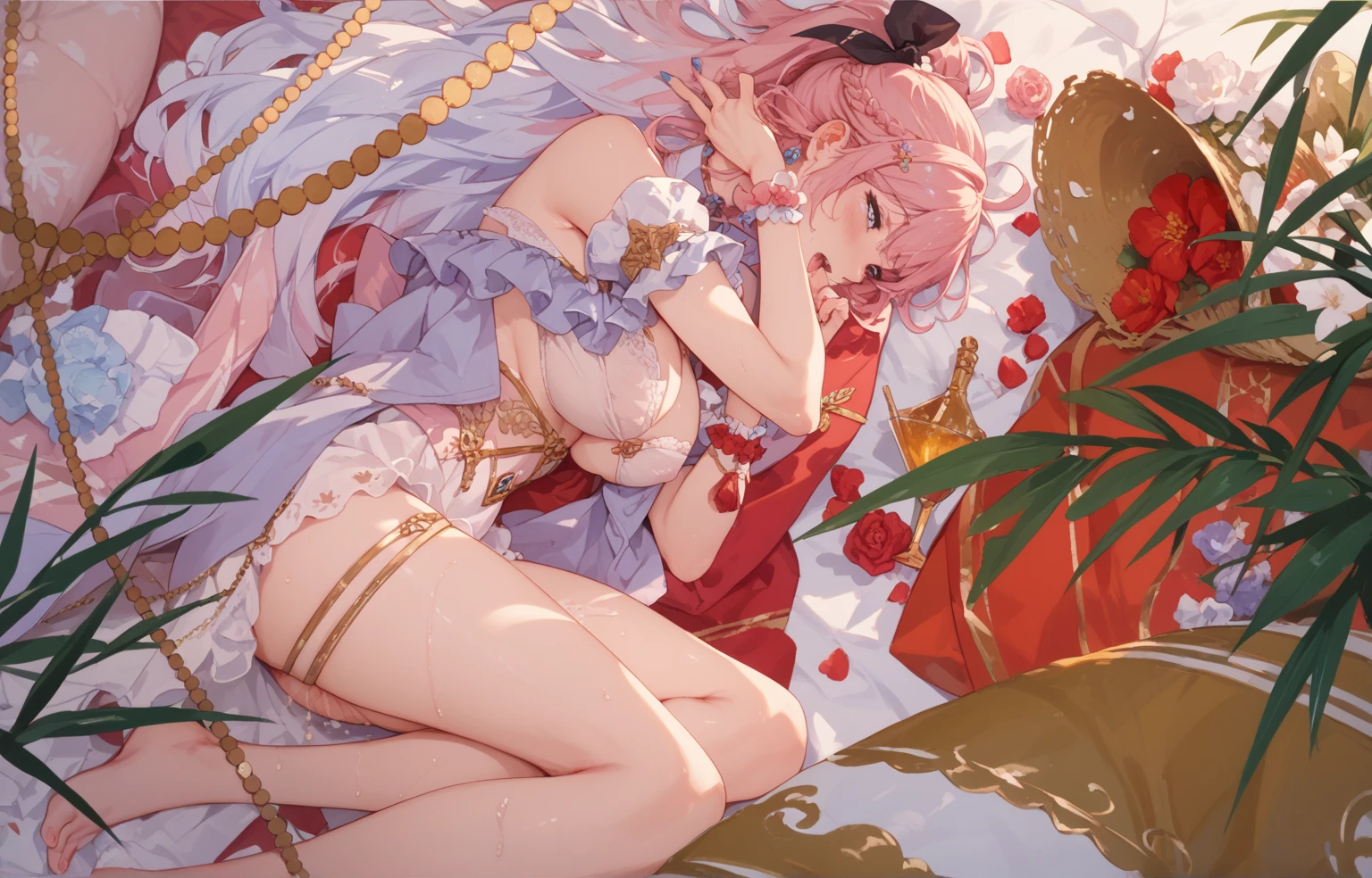 hightquality、masutepiece、Clean face、Navel dashi、まんこだし、Chest