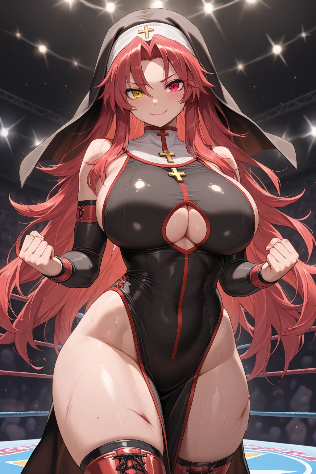 (highres, high quality:1.2), intricate details, cinematic lighting, sharp focus, depth of field, Ingrid, 1girl, mature female, (dark-skinned female:1.1), dark skin, standing, cowboy shot, looking at viewer, dungeon, determined, very long hair, hair intakes, makeup, lipstick, (mole under mouth:0.8), eyelashes, yellow eyes, detailed face, shy, blushing, :o, bodysuit, revealing clothes, large breasts, covered nipples, ((arms up, bdsm, bondage, surrounded by men, groped, breast grabbed))