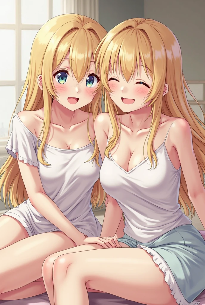 High resolution, Blonde, Super big breasts, Fascinating ass ahegao, Place your nipples facing each other, anime,