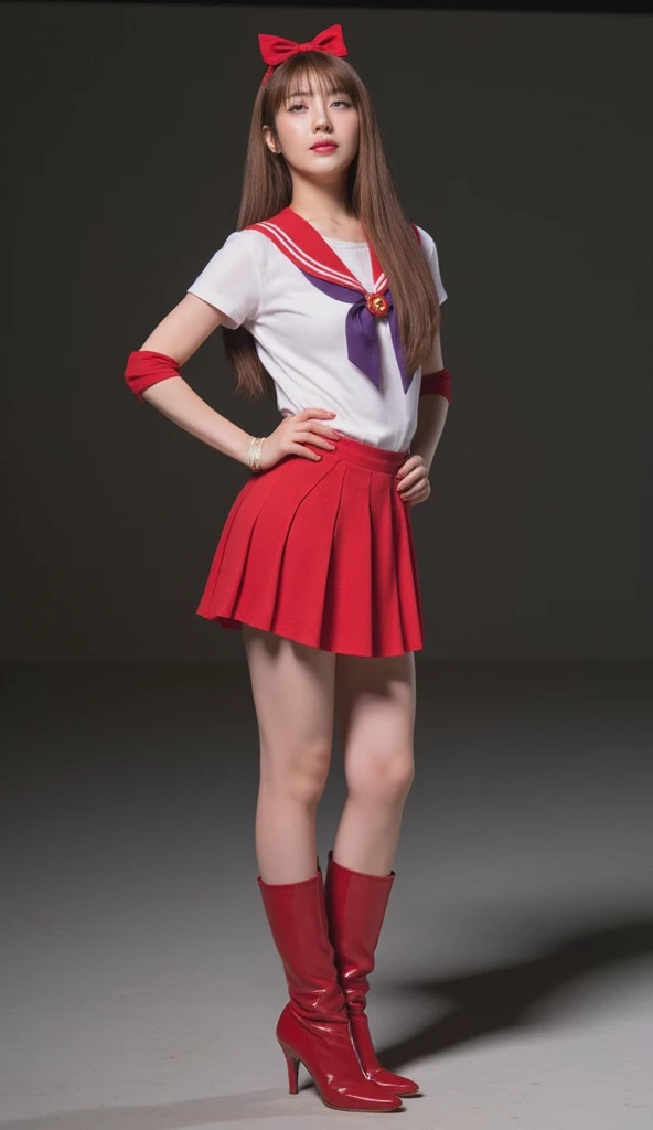 Multiple girls, ((12 years old, loli, school, uniform, shy smile, mouth open, belly visible)) white sailor color, blue skirt, red neckerchief, sky, building, black eyes, brown hair, masterpiece, top quality, very detailed,