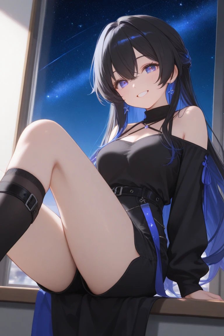 high quality,Cool Beauty, 最high quality、 Stylish design, (((The most beautiful girl))), ((Thin legs))、(((最high quality))), High resolution, ((detailed)), ((masterpiece)), ((Super detailed)), 16-year-old girl、B girl fashion、Black Hair、Inner Color、((Sexual))
