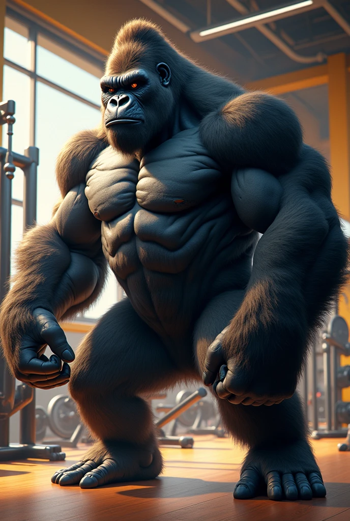 Generate a hybrid between human and gorilla