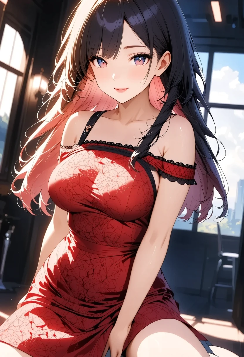 Cute beautiful girl、Large Breasts、naked、From below