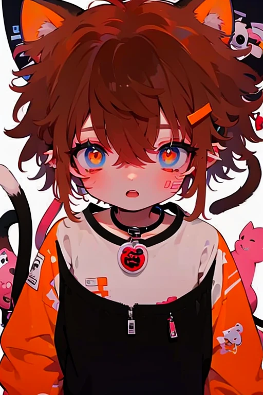 Boy, young, child, purple eyes, dark red hair, rosy cheeks, curious and excited look, two small horns on top of his head, a long demon tail, Innocent, sitting on the couch watching tv, cute, adorable half-demon boy