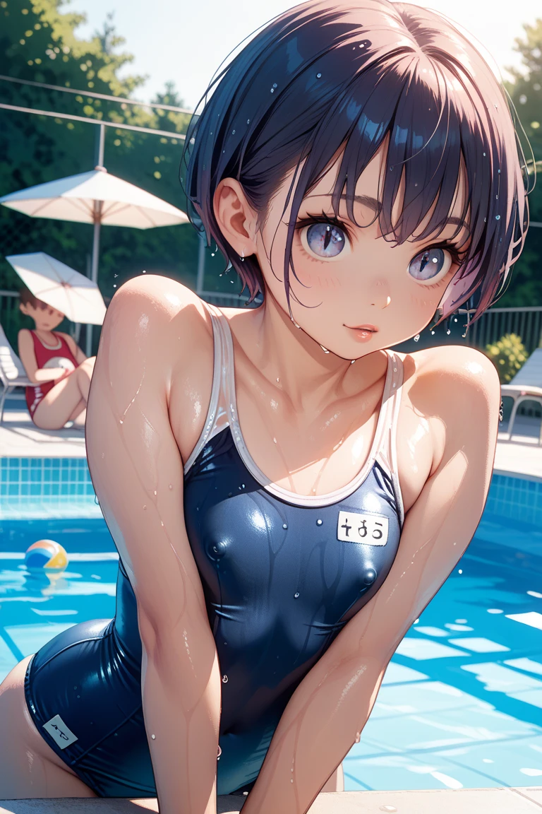 School Swimsuit、Underarm、Soaking wet