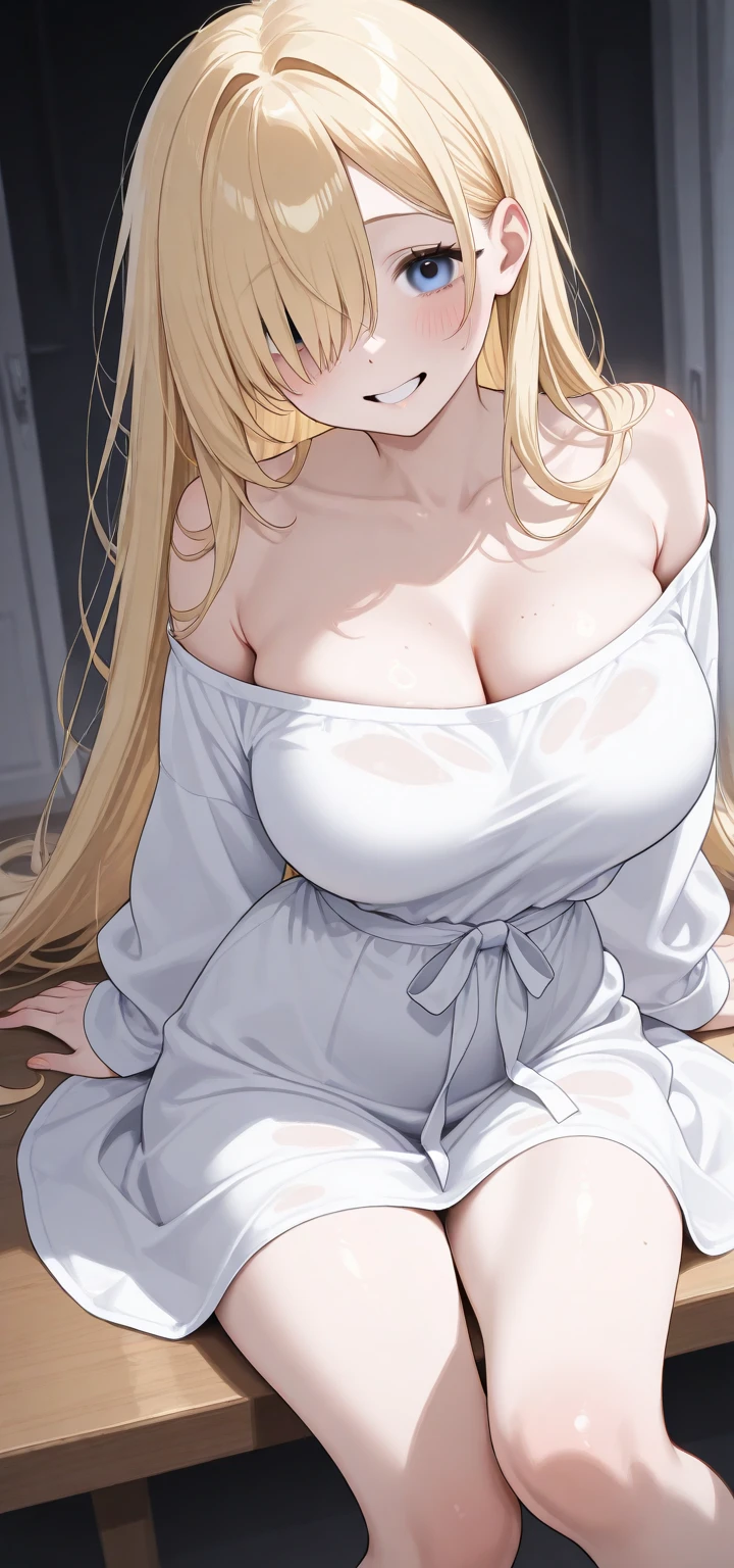 One Woman、Blonde Hair、long hair、Hair between the eyes、Braid、Blue Eyes、Big Breasts、smile、blush、Turtleneck sweater、Long Length、Long sleeve、Green clothes、Sleepy eyes、A seductive appearance、In heat、Sidelong glance、Vulgarity、((Rub your breasts with one hand、Bring your breasts to your mouth、Bring your chest closer to your mouth、Hide your crotch))、Erect nipples、Open your mouth a little、Angle from above、Watching the audience、Lying in bed、White sheets、