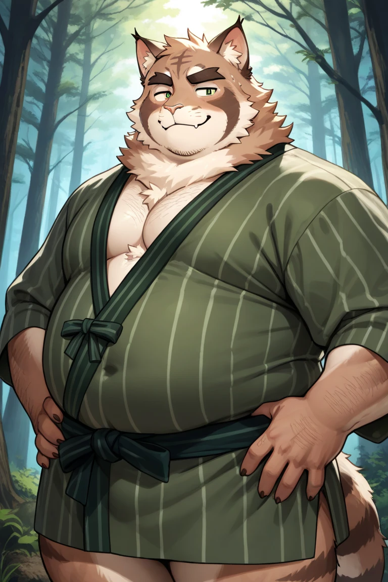 detail background, 4k, masterpiece, anthro raccoon, furry male, 1boy, male focus, solo, furry, animal ears, muscular, bara, muscular male, japanese clothes, open kimono, pectorals, green kimono, nipples, bare pectorals, sarashi, hadanugi dousa, from above, large pectorals, tail, jewelry, tattoo, full body, open clothes, beads, bead necklace, scar, brown fur, close up, alley, at night, outside
