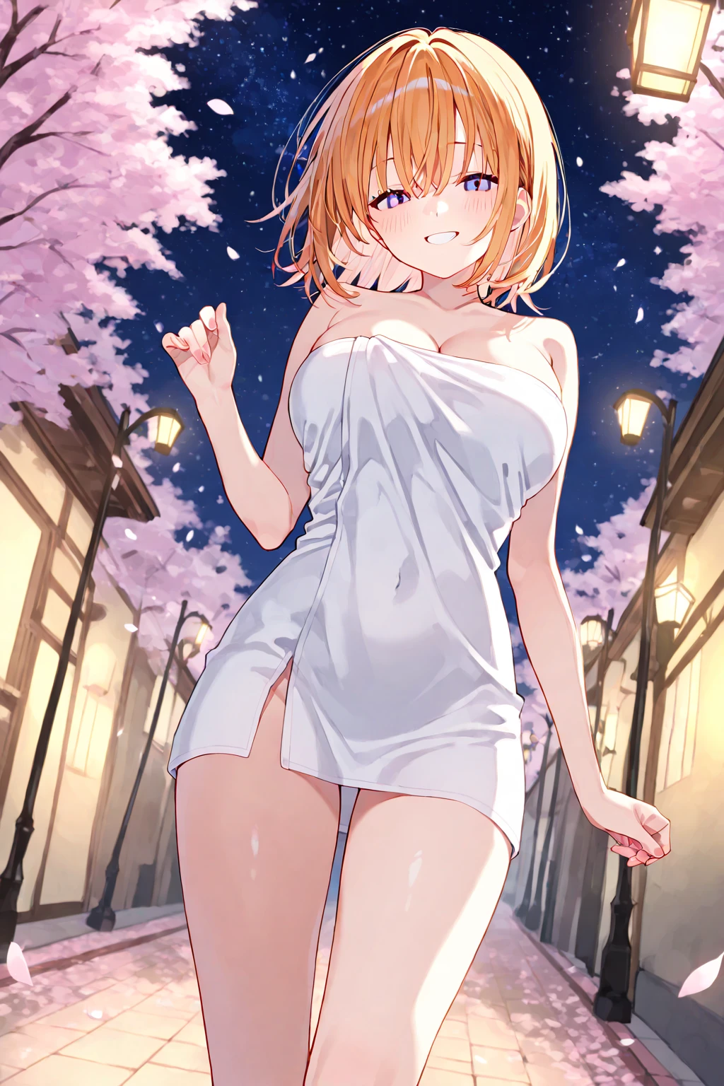bustling street、naked、bath towel、Showing underboob、naked、Pussy、See-through、Hairy