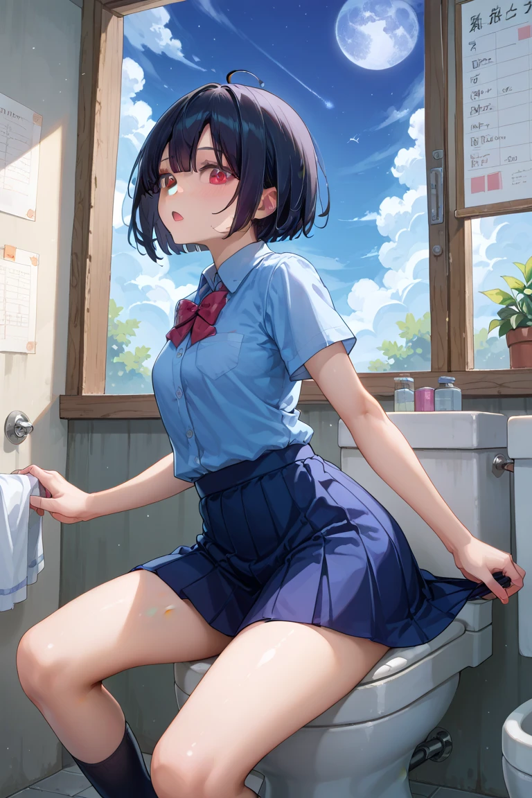(8k, RAW photo, best quality, masterpiece, soft cinematic lighting, soft color:1.4),(from above:1.6),( POV,looking  at viewer:1.7),(detaileds beautiful eyes focus,Close-up beautiful eyes:1.6),(realistic), (dark room,room full of trash background:1.6), (solo, mature woman,19years old,super beautiful face,super detaild beautiful eyes :1.5), {sailor uniform:1.1),(show off nipple:0.5),low-cut miniskirt,sheer :1.3}, (embarrassed,red Cheeks:1.25), clean skin, (smaller butt:0.5),(coverd nipple:0.8),(sagging huge long wide heavy breasts:1.5),(under boob:1.8), (thick, curvy:1.35),(1boy,sex,open leg:1.5),(open mouth:1.2),(arms behind back:0.8),(sitting,on side:1.7),