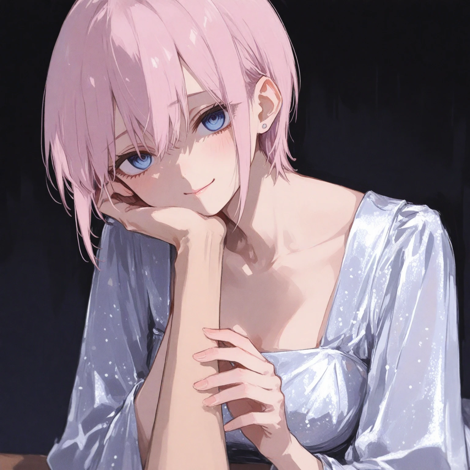 Very big shirts、loose T-Shirts、beautiful girl、Her neck is loose and her cleavage is visible、Beautiful clavicle、slender、small breasts、Small breastodest chest、Raise your both arms and put them behind your head