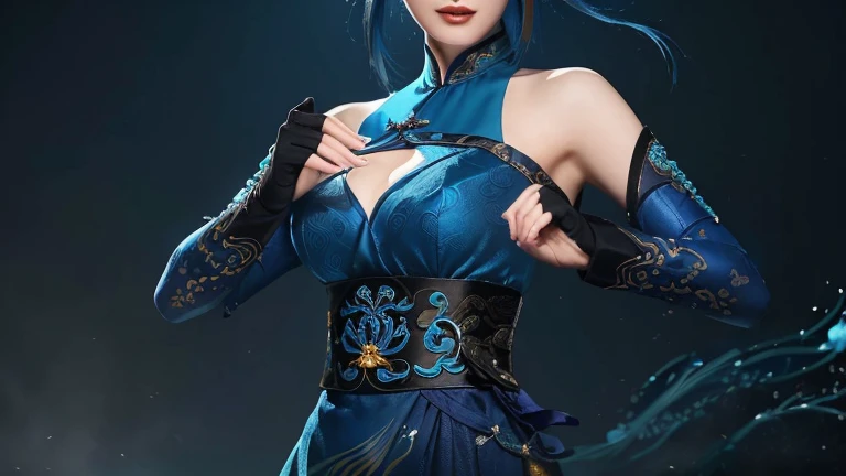 Best quality, delicate face, 25-year-old girl, slim body, golden body, glass textured body, seaside, standing pose,