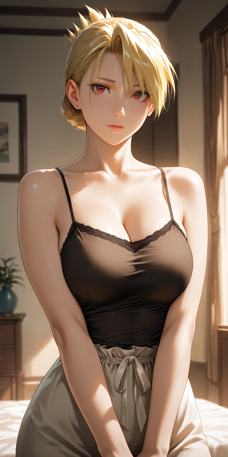 (best quality, highres, realistic), portrait, elegant mature woman, blue eyes,blonde hair, big breast, ultra detailed cg 8k, beautiful cg, soft light