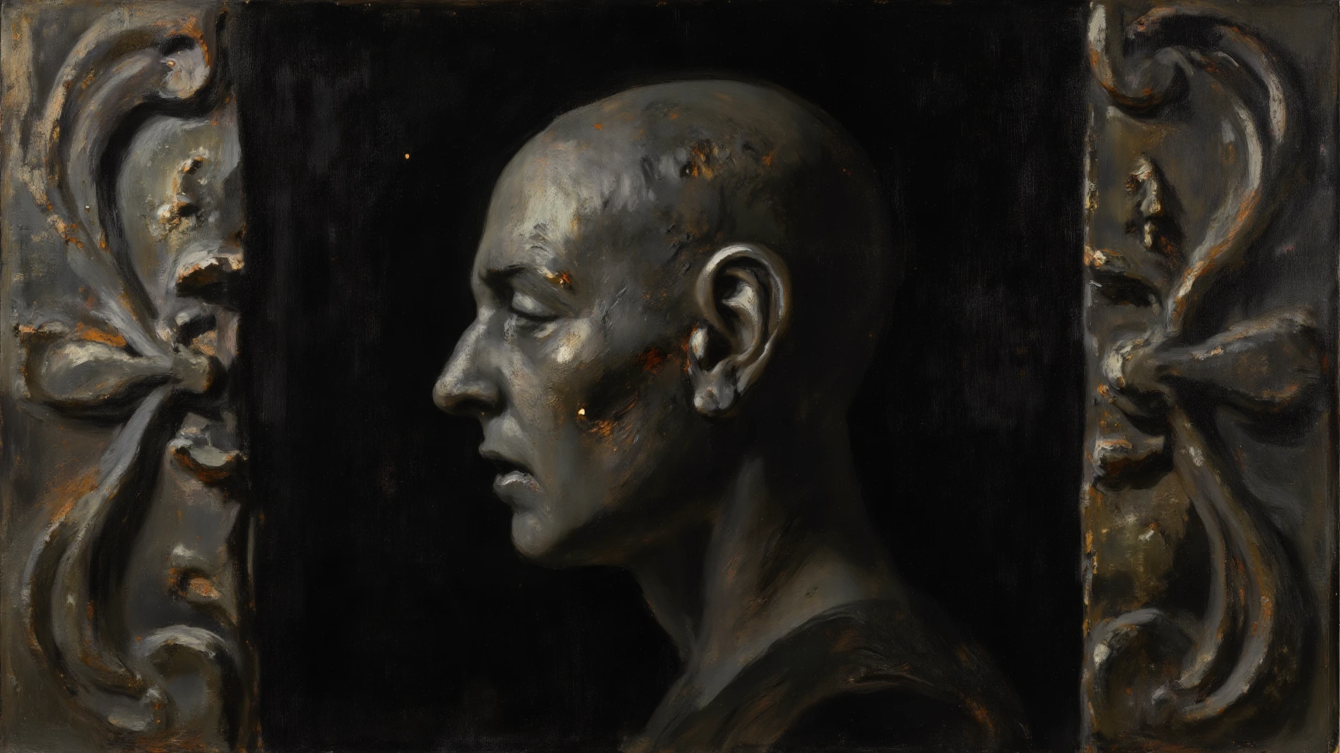 Macabre style, dark, gothic, grim, haunting, highly detailed, bodybuilder with shaved head, very tall, arms on head, (white but beautiful:1.4), (masterpiece, best quality:1.4), in the style of nicola samori, UHD, retina, masterpiece, accurate, textured skin, anatomically correct, super detail, high details, award winning, high quality, best quality, highres, 4K