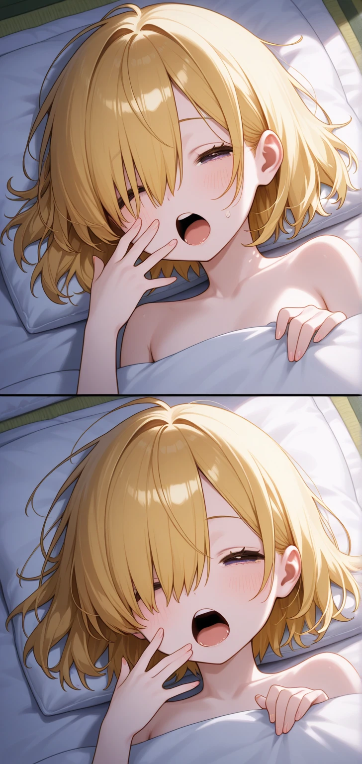 Perfect human body、1 handsome man,1 girl、A couple、heterosexuality、 NSFW, ((Lie down in bed)), (very highly detailed background), (((Guy kisses girl))),  (girl wearing camisole、mini-skirts)，鎖骨,Oversized chest， ((woman with fever)), ((perspiring,steamy))), ((The expression of coloce flushed),