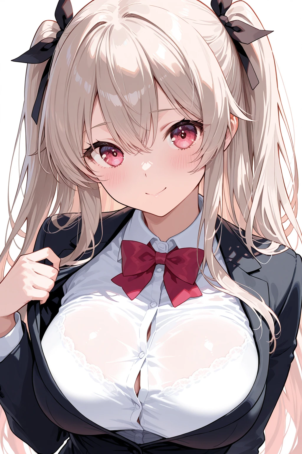 Azur Lane Ayanami、table top、High resolution、2 people、2 people girl、twins、2 cute girls、big and full breasts、naughty body、underwear only、See-through、pink lingerie、throw、kneel down、kneel down、Look up at me、confused face、blush、black pantyhos、navy check skirt、micro mini skirt、very short skirt、Department store、shop、Many people々、in the crowd、bare chest、show your chest、circle