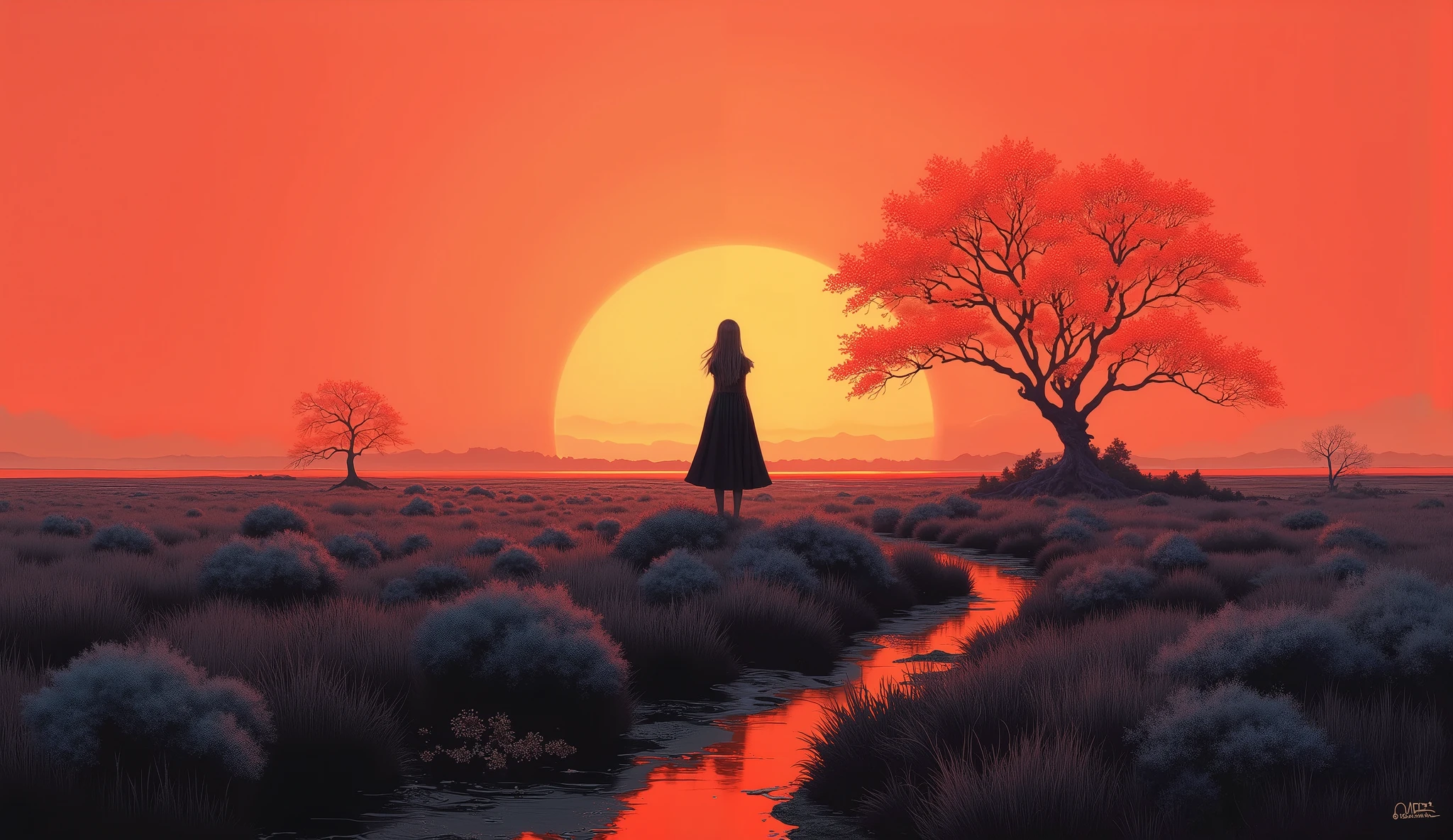  unique , Prairie, Sunset , standing in the teacher's house, Blonde Long, ((Baltolome Style)),  darkness，SF, ((top quality, masterpiece)), (More Rights  , 高details),  8,000，canvas oil painting
 It emits a soft glow,  Extraordinary Beauty . ((top quality)), ((masterpiece)), ( details),two female persons, , 　cool guy,  information(masterpiece, Best Quality, bst quality, Official Art, beautiful and aesthetic :1.2), ( 1 girl), Extremely Detailed ,( Fractal Art :1.3),colorful, Best details,　  black hair, blue Eyes 、zodiac,　Elegance, clear, Elegant,  , slim legs, super high angle, deer, valley, 