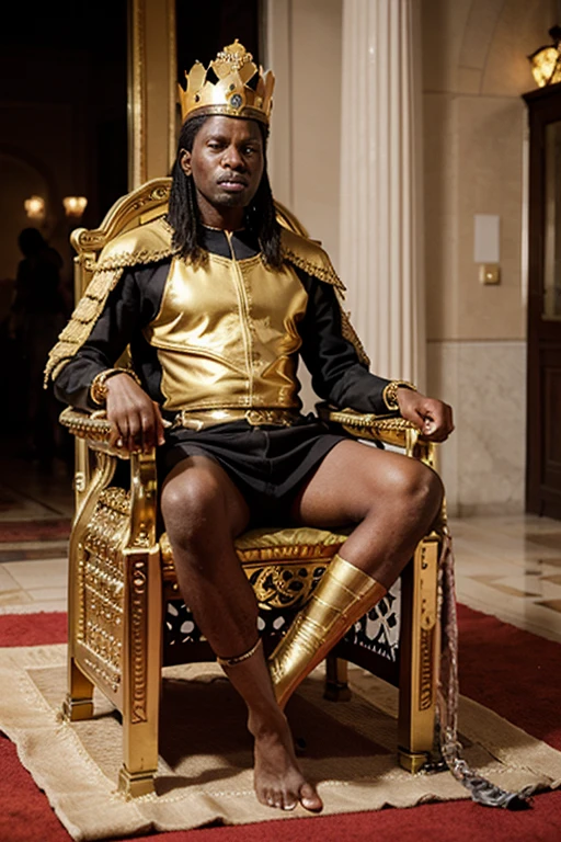 guttonerdvision5, full body of a 45-year-old man wearing glasses, detailed, skin, pores, ((sharp and detailed face)), (((detailed hands and arms))), wearing Egyptian king clothing, in an Egyptian throne room setting, intricate details, with great depth of field. The scene is realistic and the lighting is cinematic, uhd, photo award-winning