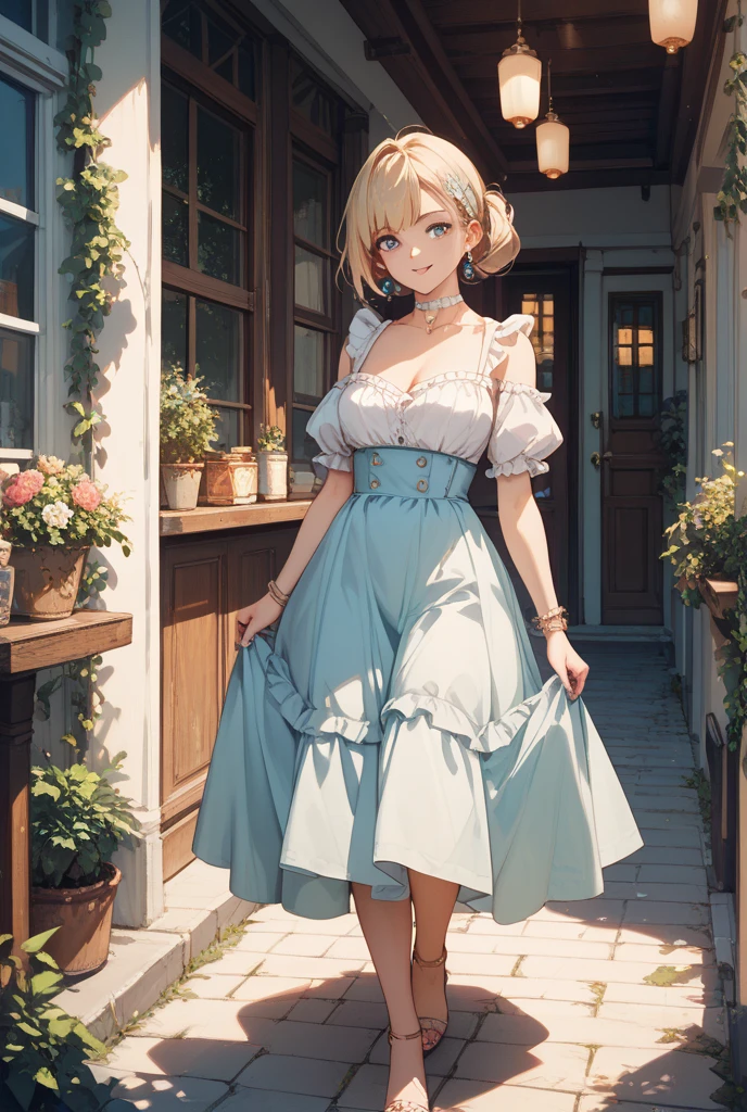Suguhakirigaya, Suguhakirigaya, Long Hair,Blonde,Green Eyes,Pointy Ears,Short braids,,happy smile, smile, Open your mouth,Big Breasts,White straw hat,White sleeveless dress, bare arms,Green long skirt,Cute Sandals,Are standing,Clear skies,whole bodyがイラストに入るように,
break outdoors, nature, forest, 
break looking at viewer, whole body,
break (masterpiece:1.2), Highest quality, High resolution, unity 8k wallpaper, (shape:0.8), (Beautiful attention to detail:1.6), Highly detailed face, Perfect lighting, Extremely detailed CG, (Perfect hands, Perfect Anatomy),