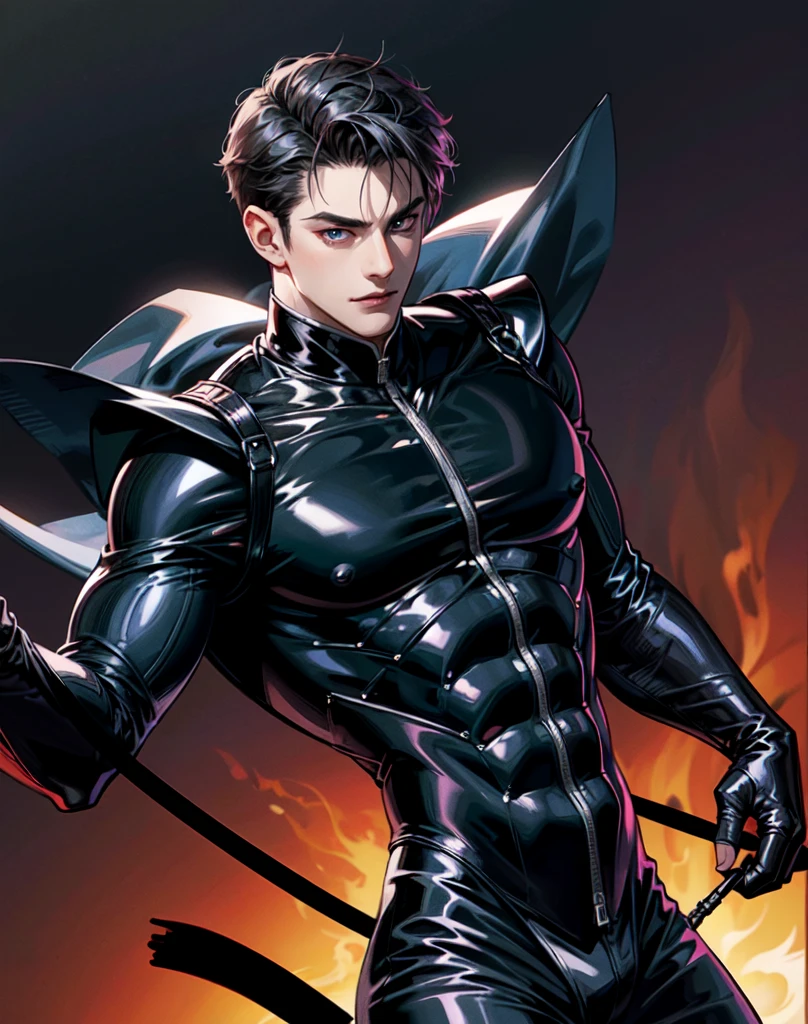 masterpiece, best quality, high quality, High definition, High quality texture, High quality shadow, high detail, realistic, Cinematic Light, high quality ultra realistic close up of a man with a gun in a city, g liulian art style, avatar image, handsome guy in demon slayer art, heise jinyao, inspired by Yang Jin, rossdraws 1. 0, by Yang J, xianxia hero, striking detailed artstyle, anime handsome man, sylas, inspired by Wuzhun Shifan, man with tattoos, feline characteristics bobcat human features