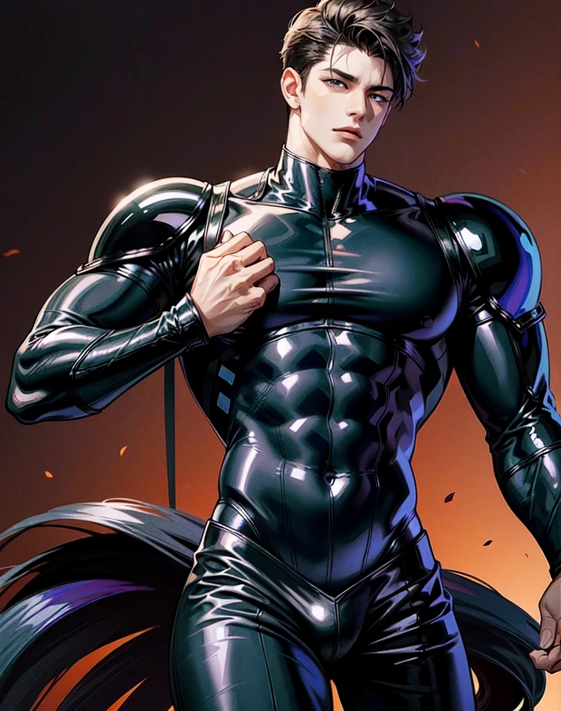 《the original god》Arataki Kazuto , male people, chest muscle, Sexy , Venom symbiote for your body, Black mucus of the body , into venom, venomize,Black bodysuit,(Cloak),Red cape,Abs,(Adult male)((Venom possession,venom symbiote)),over-Tortoise Man,Battle damage,((Masterpiece)), ((Best quality)), Ultra detailed,((illustration)), Dynamic Angle, Detailed light, (Delicate eyes), Floating, 1boy, Male focus, Head, Clothing, Yellow eyes, necklace, tattoo, (Forehead:0.8), (ahoge:0.8), jewelry, brunette color hair,apathy,Ray, chest muscle, Sexy , Venom symbiote for your body, Black mucus of the body , (into venom), Venom,frontage,Bust photo,White tight-fitting top,spiderman outfit,style of anime4 K, 4K anime wallpaper, Badass anime 8 K, 4 k comic wallpaper, young anime man, Anime boys, Anime wallpapers 4 k, Anime wallpaper 4K, High quality anime art style, Anime moe art style, Anime art wallpaper 8 K, Anime art wallpaper 4 K, RGB lighting,
