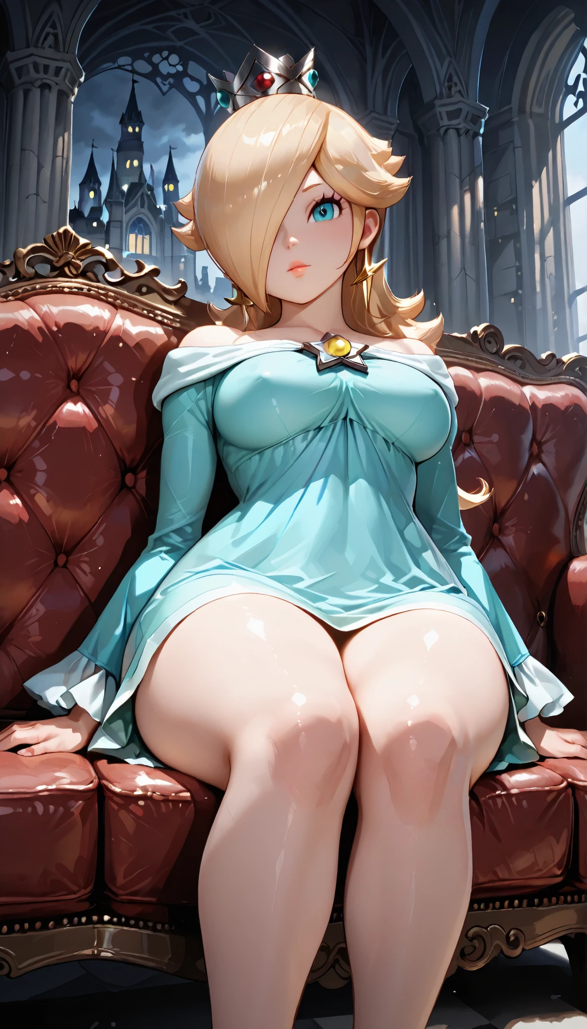 One Girl, Lips parted, blush, compensate, Light Smile, , whole body, Wide-angle, From above, Crude room, light, Shine, Thighs Thighs Thighs Thighs, clavicle, Tight waist, (Tabletop), wallpaper,Wet body、Drooling、White socky chest feels like it's going to explode、、 uniform